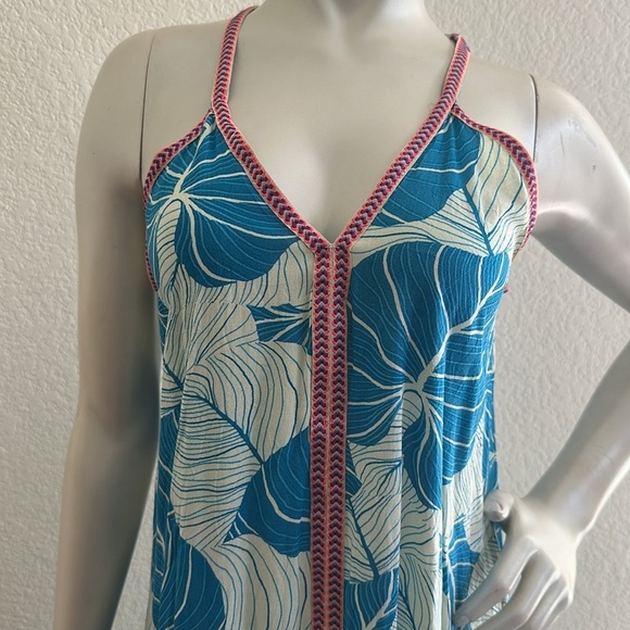 America & Beyond Women Side Slit V Neck Tropical Maxi Dress - Picture 5 of 10